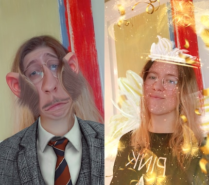 Ob du dich zum Affen machen willst oder zum Engel küren, der Selfie-Modus ist ganz witzig.