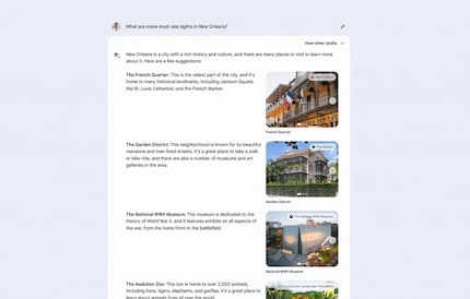 Bard's responses contain images as well as text.