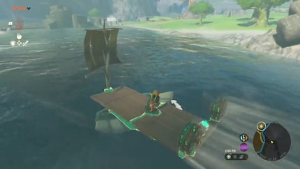 Link fährt mit seinem Boot nichtsahnend flussaufwärts...