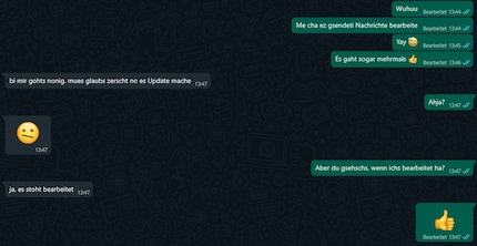 Se hai modificato un messaggio, questo è visibile sotto il testo.
