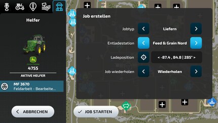Ich schicke meine Helfer mit vollem Anhänger mithilfe der Karte an die nächste Verkaufsstelle – wenn es klappt.