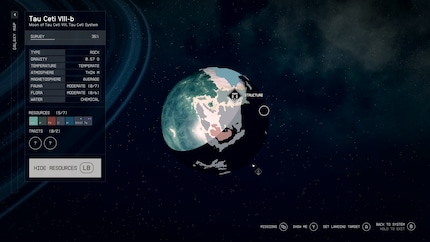 Vor dem Landen kannst du die Planeten scannen, damit du weisst, was dich ungefähr erwartet. Ich bin gespannt, ob mich die Vielzahl an Planeten auf Dauer motivieren wird.