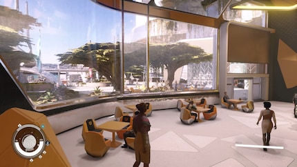 Die Metropole New Atlantis ist die grösste Stadt, die Bethesda je programmiert hat. Bei so vielen NPCs und Gebäuden stelle ich mich auf starke Ruckler ein.