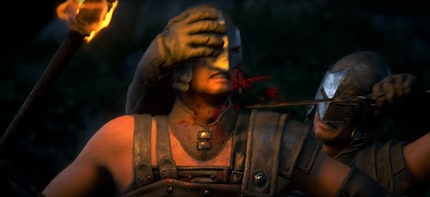 Wenn die Kehle aufgeschlitzt wird, spritzt Blut.