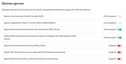 Oft musst du Mehrwertdienste selbständig aktivieren