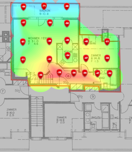 2,4 GHz niveau de signal dans le grenier inférieur
