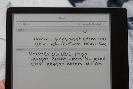 Meine digitalisierten Notizen kann ich durchsuchen.