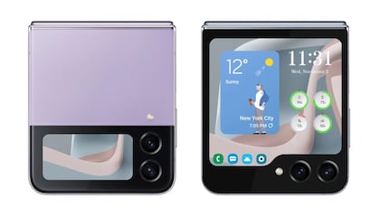 Links das Vorgängermodell Samsung Galaxy Z Flip 4 im Vergleich mit dem bald kommenden Galaxy Z Flip 5.