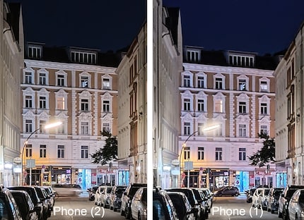 Upon closer inspection, night mode on the Phone (2) delivers the clearly superior picture.