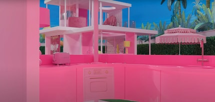 Spot-on: to stick to the monochrome colour scheme, Barbie gets a Smeg toaster in pink.