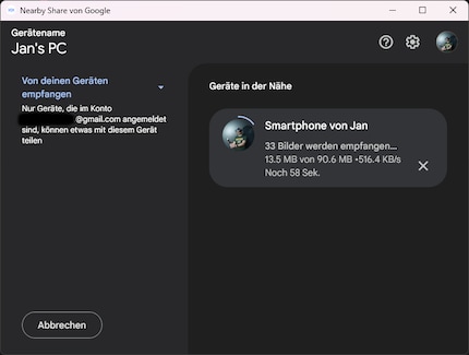 Ab sofort mit Restzeitanzeige. Die Übertragungsgeschwindigkeit ist nicht immer so langsam.