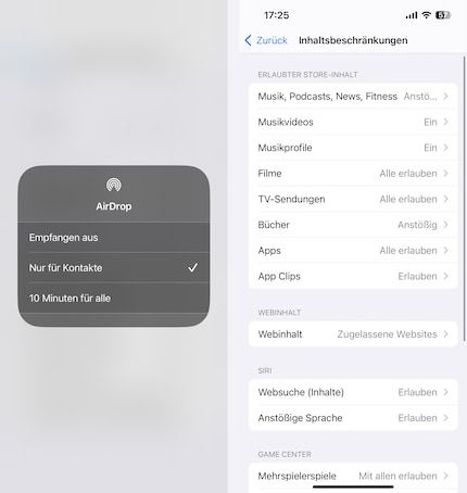 AirDrop geht oft vergessen.