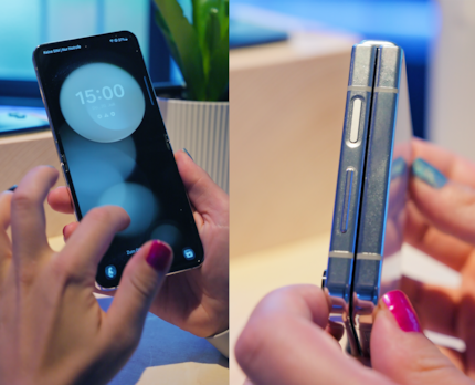 Das Flip lässt sich bündig schliessen oder aufgeklappt als normales Smartphone nutzen.