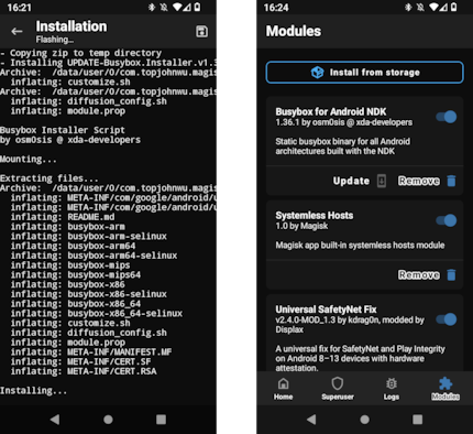 Il modulo BusyBox non dispone di un'interfaccia grafica. Quindi posso solo mostrare l'installazione.