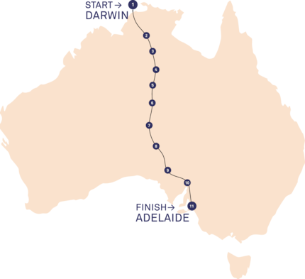Die Strecke des Rennens führt von Norden nach Süden durch Australien.