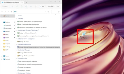Du kannst einzelne Funktionen als Shortcut auf deinen Desktop ziehen.