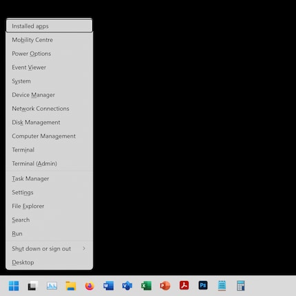 Il menu Power User può essere aperto con il tasto Windows più X.