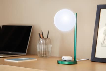The light for the office also charges your mobile or headphones wirelessly.
