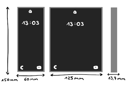Voici une esquisse des dimensions du Samsung Galaxy Z Fold 5.