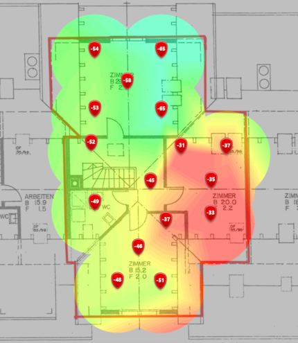 5 GHz signal level on the upper floor.