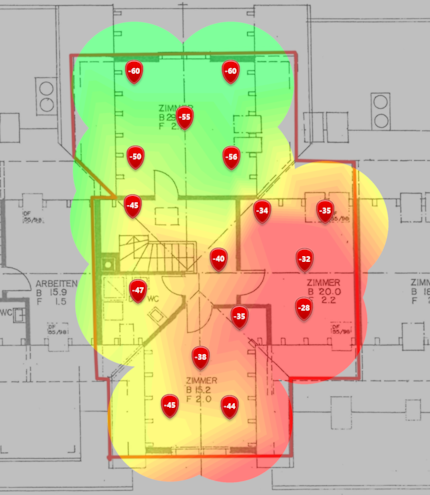 6 GHz signal level on the upper floor.