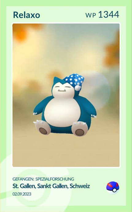 Dieses Relaxo erhältst du, nachdem du mit dem Pokéball deinen Schlaf getrackt hast.