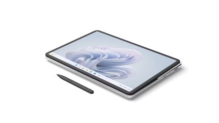 The display can also be placed completely on top of the keyboard.