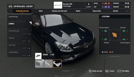 200 Car Points get you a new air filter. At the top right, I can see how many Car Points I’ve got left.