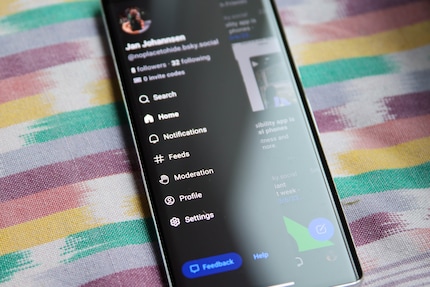 Das aktuelle Menü der Bluesky-App.