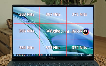 The display offers good uniformity typical of OLEDs.