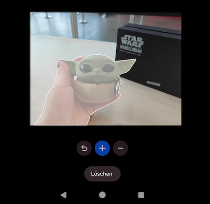 So sieht die Markierung für das zu vergrössernde Objekt in der App aus
