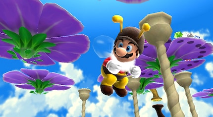 Arriver en Mario abeille sur des plantes surdimensionnées, c'est génial.