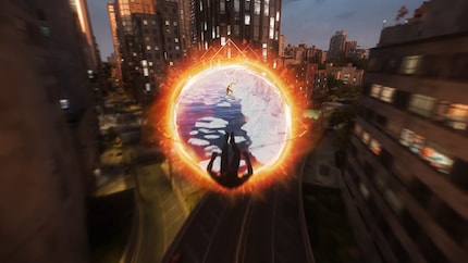 With one jump, Spider-Man teleports out of New York and into an arctic landscape.