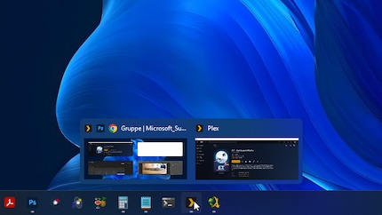 Windows merkt sich deine Layout-Einstellung und macht daraus eine Snap-Gruppe, die du über die Taskleiste erneut öffnen kannst.