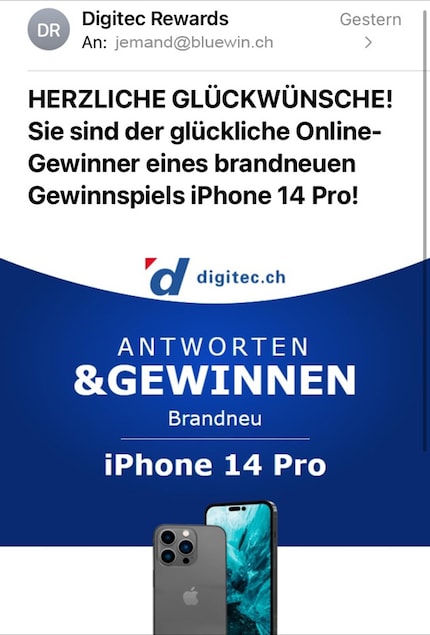 Wenn du nicht an einer Verlosung teilgenommen hast, wirst du auch keinen Preis erhalten. Dazu ist das Design fehlerhaft.