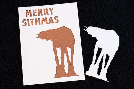 Ecco come appare il biglietto di Natale AT-AT finito.