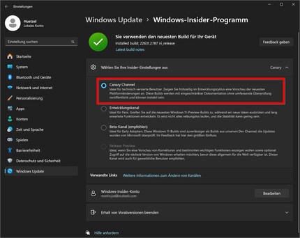 Nur wer beim Windows-Insider-Programm den Canary Channel wählt, kann den neuen Energiesparmodus nutzen. Allerdings können diese Windows-Versionen instabil sein. Nutze besser den Beta-Kanal, wenn du früher von neuen Funktionen profitieren möchtest.