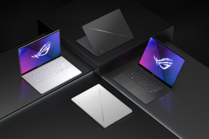Die neuen ROG Zephyrus in zwei Farben und Designstreifen auf dem Deckel.
