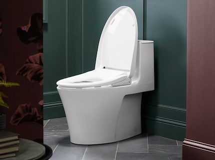 Smarter Toilettengang mit Warmlufttrockner und UV-Reinigung.