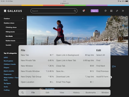 Disponibile solo nell’iPad: un menu dell’app con tutte le scorciatoie.
