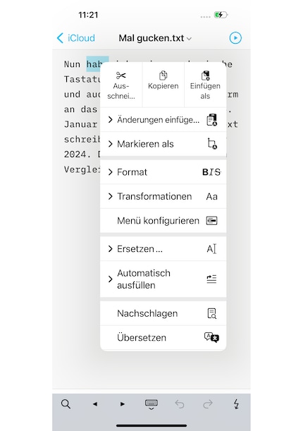 L’iA Writer non dispone solo di menu contestuali adeguati, ma è anche configurabile.