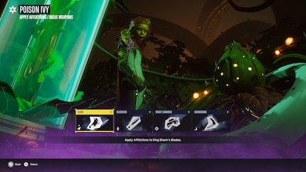 La reincarnazione di Poison Ivy conferisce alle mie armi poteri elementali attraverso gli upgrade.
