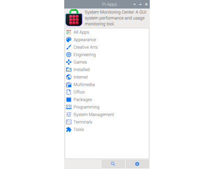 Pi-Apps propose une offre d'applications claire mais de qualité, que l'on peut trouver dans différentes catégories organisées de manière logique.