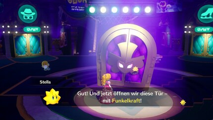 Wie aufregend: Mit den Funkelsternen lässt sich die grosse Türe öffnen, die nach den bestandenen Levels im Erdgeschoss erscheint.