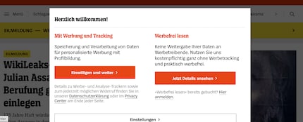 Kann man offenbar so machen, muss man aber nicht: Cookie-Banner bei spiegel.de.