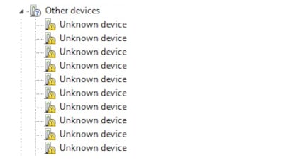 A volte ci sono anche dispositivi non riconosciuti la cui denominazione non fornisce alcun aiuto. Sono semplicemente elencati come «Dispositivo sconosciuto». Tuttavia, i dispositivi sconosciuti appaiono molto meno frequentemente in Windows 10 e 11 che in questo screenshot di Windows Vista.