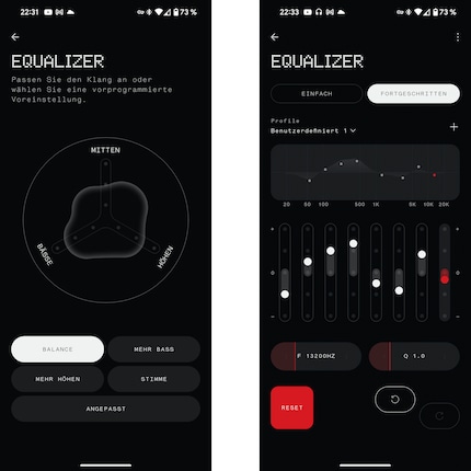 L'applicazione Nothing X visualizza l'equalizzatore per entrambi gli auricolari, mentre l'equalizzatore avanzato solo per gli Ear.