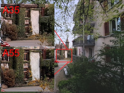 Ecco una sezione della foto scattata con il grandangolo del Galaxy A35 a confronto con quella scattata con il Galaxy A55. La prima è leggermente più nitida.