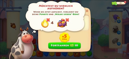 Who can resist this sad-looking cow? It will encourage you to keep playing, even if you really want to stop.