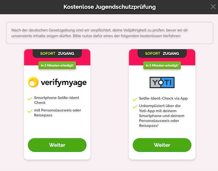 Gewisse einschlägige Portale haben in der EU beretis ein Systm für den Alterscheck.